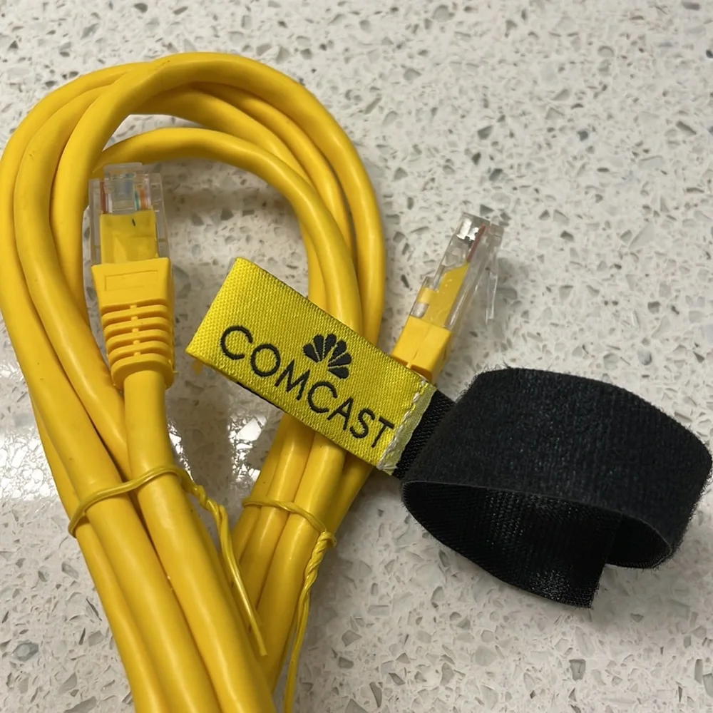 Comcast Yellow Ethernet Cable With Velcro Wire Secure Loop Included